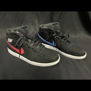 Jordan 1 Mid Multi-Color Swoosh Black